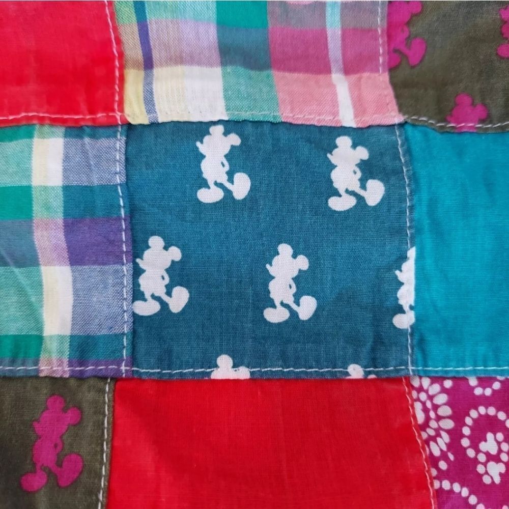 Disney Parks Patchwork Mickey Mouse Quilted Multi-Colored Madras Mini Backpack - Picture 4 of 8